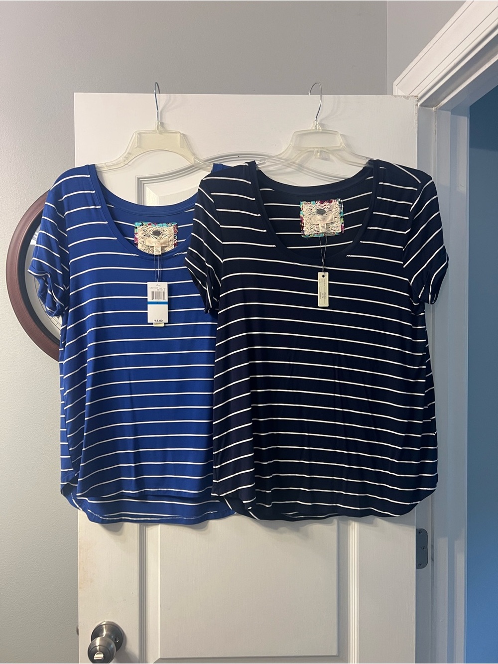 2 NWT Striped scoop neck tops, by Cupio
